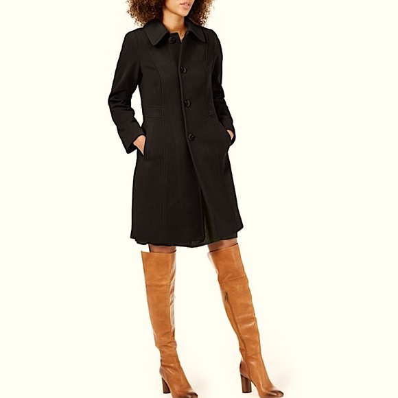 Anne Klein Jackets & Blazers - Anne Klein LIKE NEW Single Breasted Club Collar Cashmere Lambswool Peacoat Black